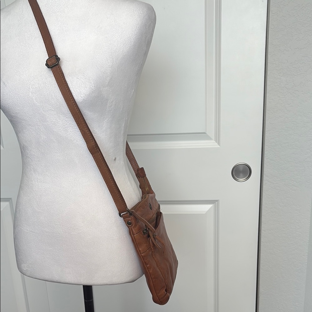 Chic Tan Leather Like  Crossbody Bag